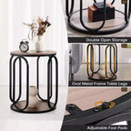 Bekrvio Petite table d'appoint ronde à 2 niveaux avec rangement, table de bout industrielle en bois de 50 cm pour salon, chambre, bureau, salle de bain