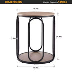 Bekrvio Petite table d'appoint ronde à 2 niveaux avec rangement, table de bout industrielle en bois de 50 cm pour salon, chambre, bureau, salle de bain