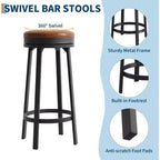 Lot de 4 tabourets de bar pivotants à 360°, en cuir PU avec repose-pieds en métal, tabourets de bar modernes pour cuisine, salle à manger, noir