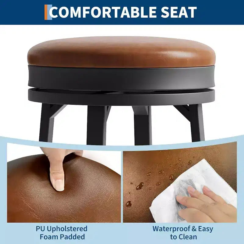 Lot de 4 tabourets de bar pivotants à 360°, en cuir PU avec repose-pieds en métal, tabourets de bar modernes pour cuisine, salle à manger, noir