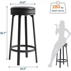 Lot de 4 tabourets de bar pivotants à 360°, en cuir PU avec repose-pieds en métal, tabourets de bar modernes pour cuisine, salle à manger, noir