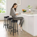 Lot de 4 tabourets de bar pivotants à 360°, en cuir PU avec repose-pieds en métal, tabourets de bar modernes pour cuisine, salle à manger, noir