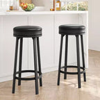 Lot de 4 tabourets de bar pivotants à 360°, en cuir PU avec repose-pieds en métal, tabourets de bar modernes pour cuisine, salle à manger, noir