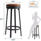 Lot de 4 tabourets de bar pivotants à 360°, en cuir PU avec repose-pieds en métal, tabourets de bar modernes pour cuisine, salle à manger, noir