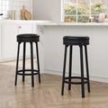 360 Swivel Bar Stool Set of 4, PU Leather Upholstered Counter Height Bar Stool w/Metal Footrests, Modern Barstool for Kitchen, Dinig Rooms, Black
