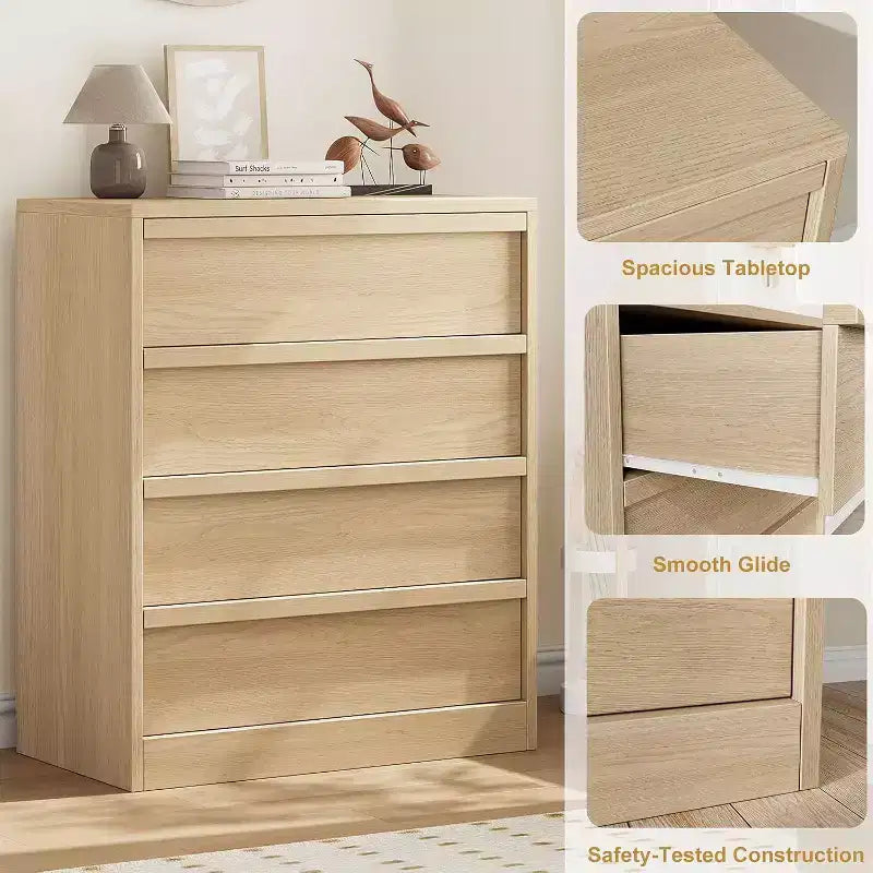 Commode à 4 tiroirs pour chambre à coucher, table de chevet avec 4 tiroirs de grande capacité, petite commode moderne, meuble de rangement, table de chevet pour salon, chambre d'enfant
