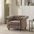 Fauteuil Club Capitonnage Chesterfield en Velours Veres Christopher Knight Home