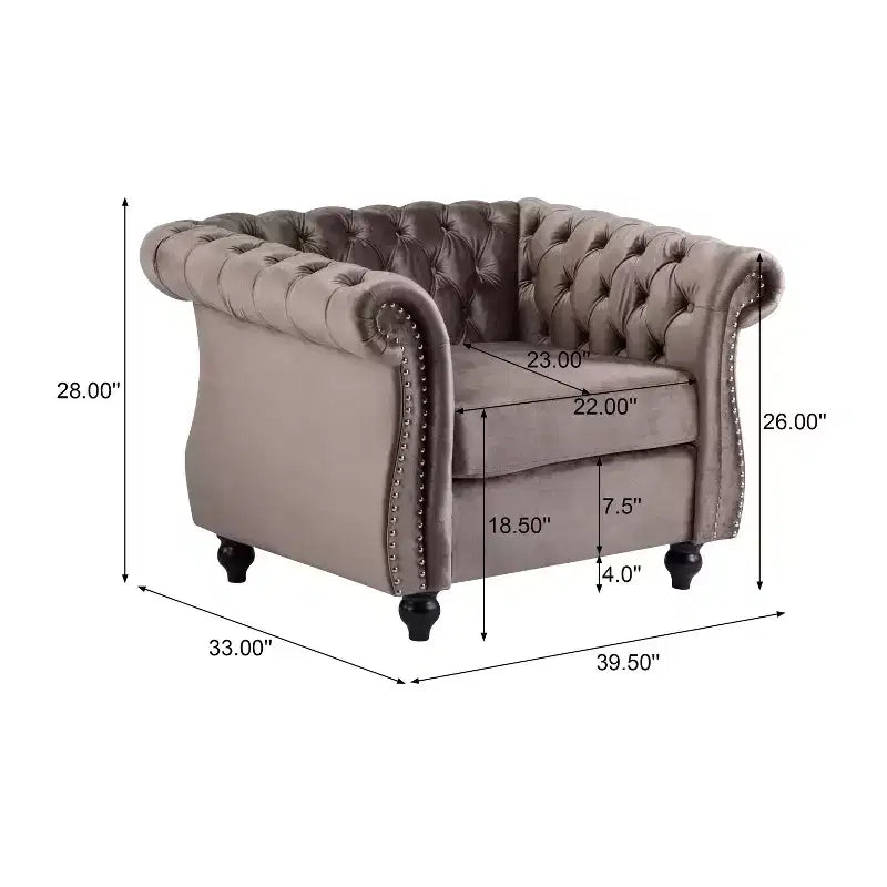 Fauteuil Club Capitonnage Chesterfield en Velours Veres Christopher Knight Home