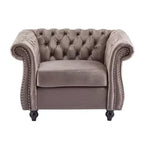 Fauteuil Club Capitonnage Chesterfield en Velours Veres Christopher Knight Home