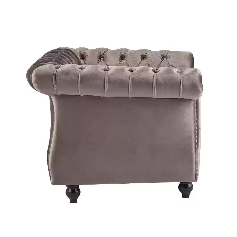 Fauteuil Club Capitonnage Chesterfield en Velours Veres Christopher Knight Home