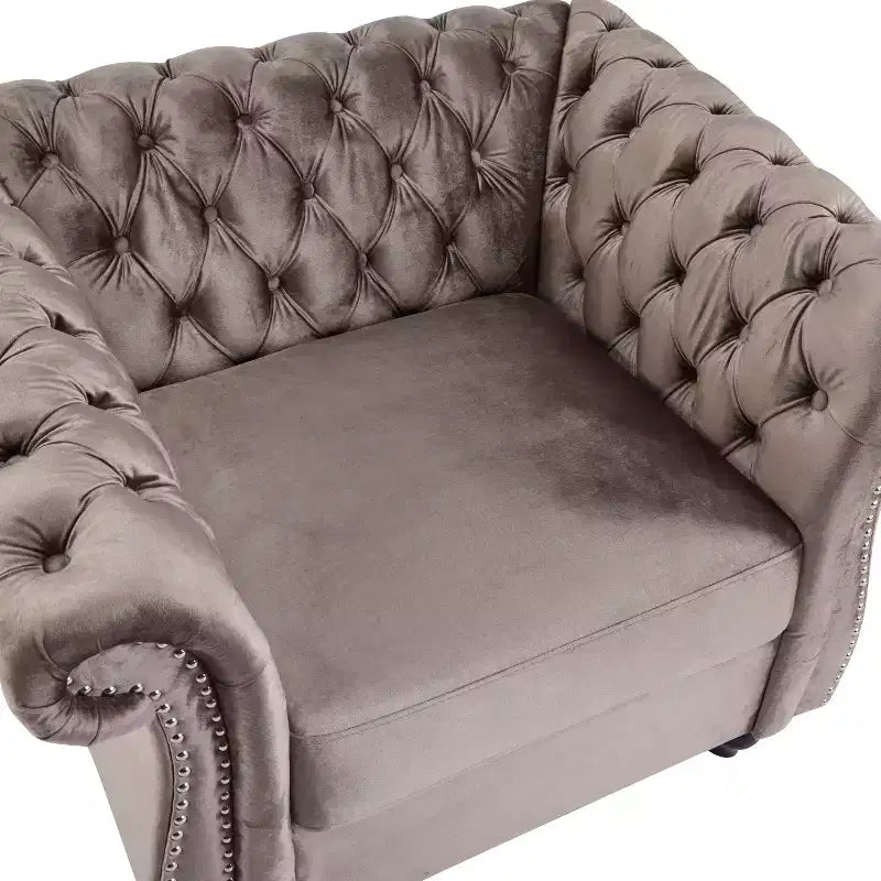 Fauteuil Club Capitonnage Chesterfield en Velours Veres Christopher Knight Home