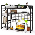 Étagère de bureau Costway à 4 niveaux avec panneau de grille métallique et 6 crochets marron/noir