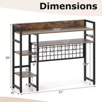 Étagère de bureau Costway à 4 niveaux avec panneau de grille métallique et 6 crochets marron/noir