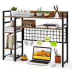 Étagère de bureau Costway à 4 niveaux avec panneau de grille métallique et 6 crochets marron/noir