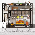 Étagère de bureau Costway à 4 niveaux avec panneau de grille métallique et 6 crochets marron/noir