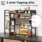 Étagère de bureau Costway à 4 niveaux avec panneau de grille métallique et 6 crochets marron/noir