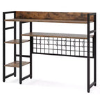 Étagère de bureau Costway à 4 niveaux avec panneau de grille métallique et 6 crochets marron/noir