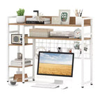 Étagère de bureau Costway à 4 niveaux avec panneau de grille métallique et 6 crochets marron/noir