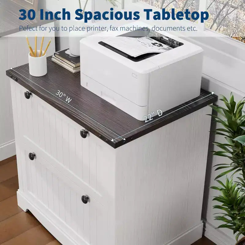 Classeur de style rustique à 2 tiroirs avec dossiers suspendus pour documents A4/lettre/légal, classeur latéral en bois de 30 pouces pour bureau à domicile