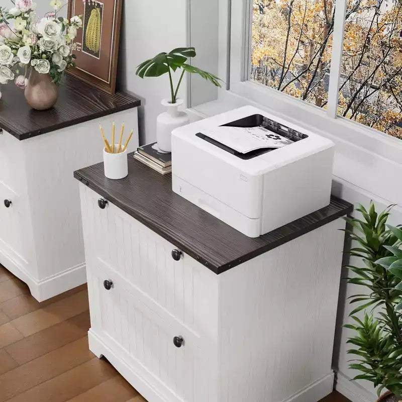 Classeur de style rustique à 2 tiroirs avec dossiers suspendus pour documents A4/lettre/légal, classeur latéral en bois de 30 pouces pour bureau à domicile
