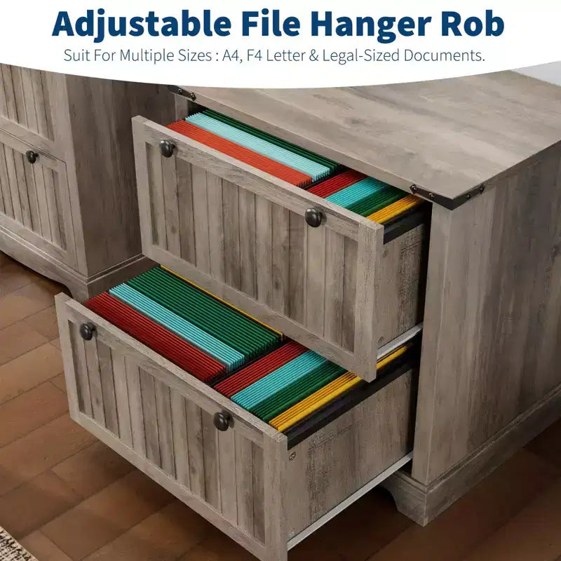 Classeur de style rustique à 2 tiroirs avec dossiers suspendus pour documents A4/lettre/légal, classeur latéral en bois de 30 pouces pour bureau à domicile