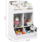 Organisateur et étagère à jouets en bois à 3 niveaux pour enfants - Système de rangement à 4 compartiments