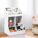 Organisateur et étagère à jouets en bois à 3 niveaux pour enfants - Système de rangement à 4 compartiments