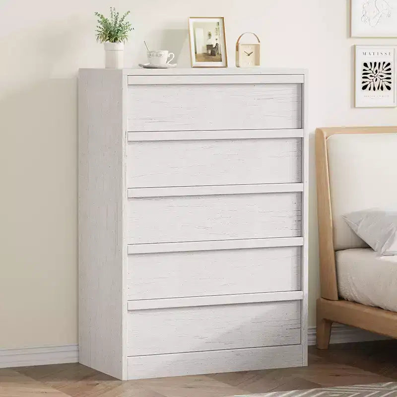 Commode haute 5 tiroirs - Commode moderne avec grands tiroirs de rangement pour chambre à coucher, chambre de bébé et entrée