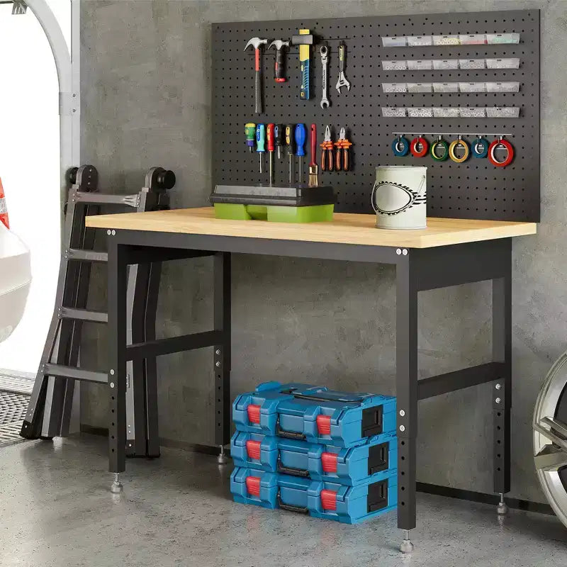 Établi en bois de bambou 48x24 pouces, établi de garage, établi stable