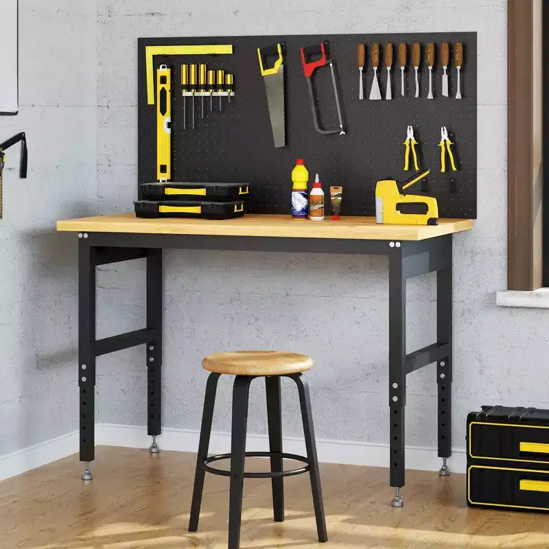Établi en bois de bambou 48x24 pouces, établi de garage, établi stable