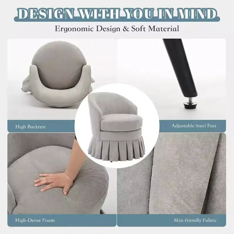Fauteuil Acekool de style moderne du milieu du siècle avec dossier ergonomique incurvé et pieds en bois, siège d'appoint peu encombrant pour chambre et salon