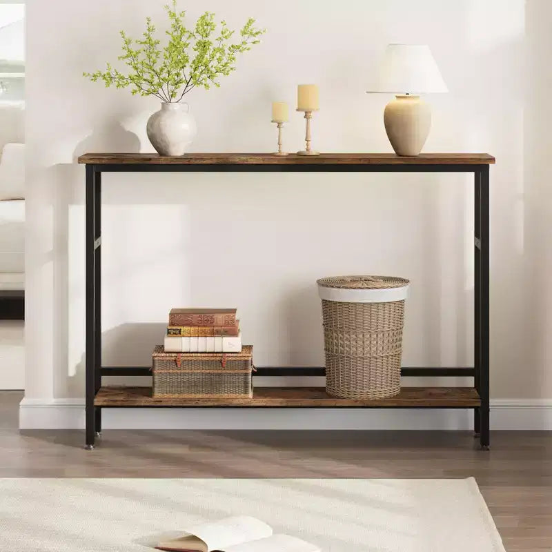5.9 Table de canapé mince, console étroite à 2 niveaux avec étagère réglable, table peu encombrante derrière le canapé pour le salon, l'entrée, le couloir