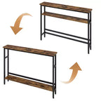 5.9 Table de canapé mince, console étroite à 2 niveaux avec étagère réglable, table peu encombrante derrière le canapé pour le salon, l'entrée, le couloir