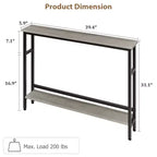 5.9 Table de canapé mince, console étroite à 2 niveaux avec étagère réglable, table peu encombrante derrière le canapé pour le salon, l'entrée, le couloir
