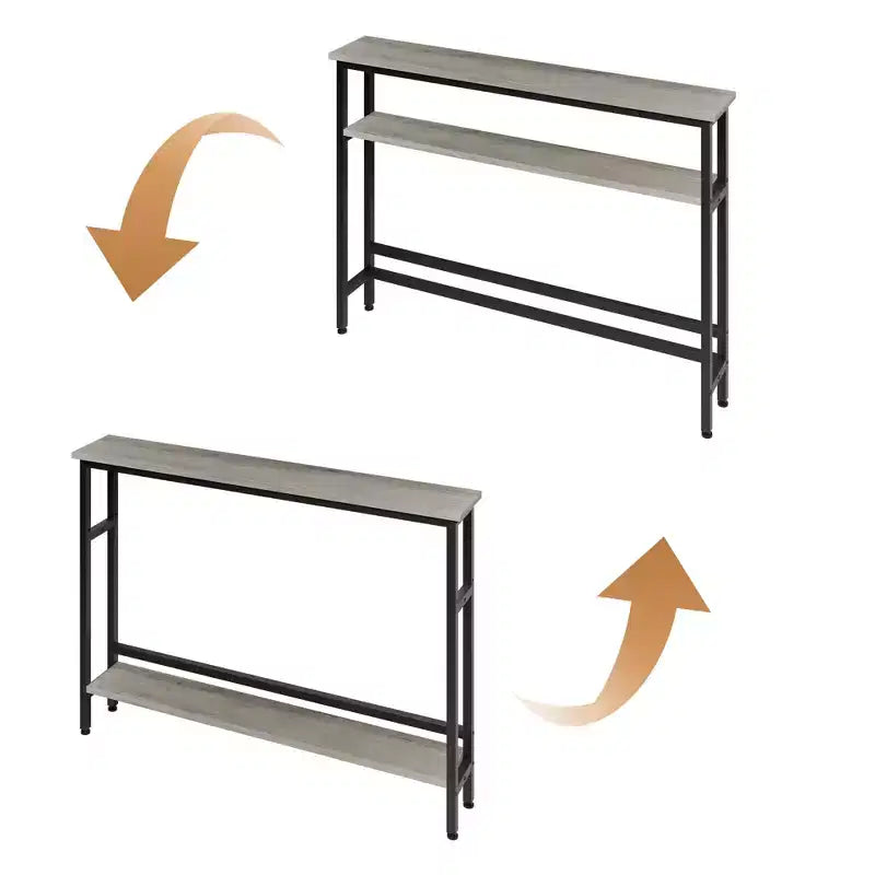 5.9 Table de canapé mince, console étroite à 2 niveaux avec étagère réglable, table peu encombrante derrière le canapé pour le salon, l'entrée, le couloir