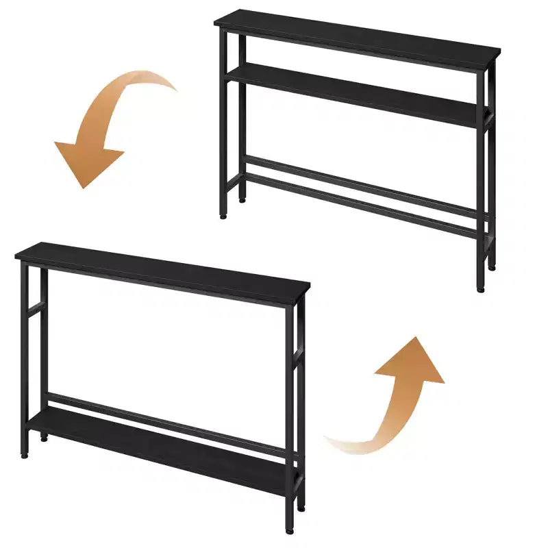 5.9 Table de canapé mince, console étroite à 2 niveaux avec étagère réglable, table peu encombrante derrière le canapé pour le salon, l'entrée, le couloir