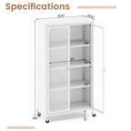 Meuble de rangement Costway avec roulettes et 2 portes translucides, étagères réglables, buffet 31,5 x 14,5 x 58