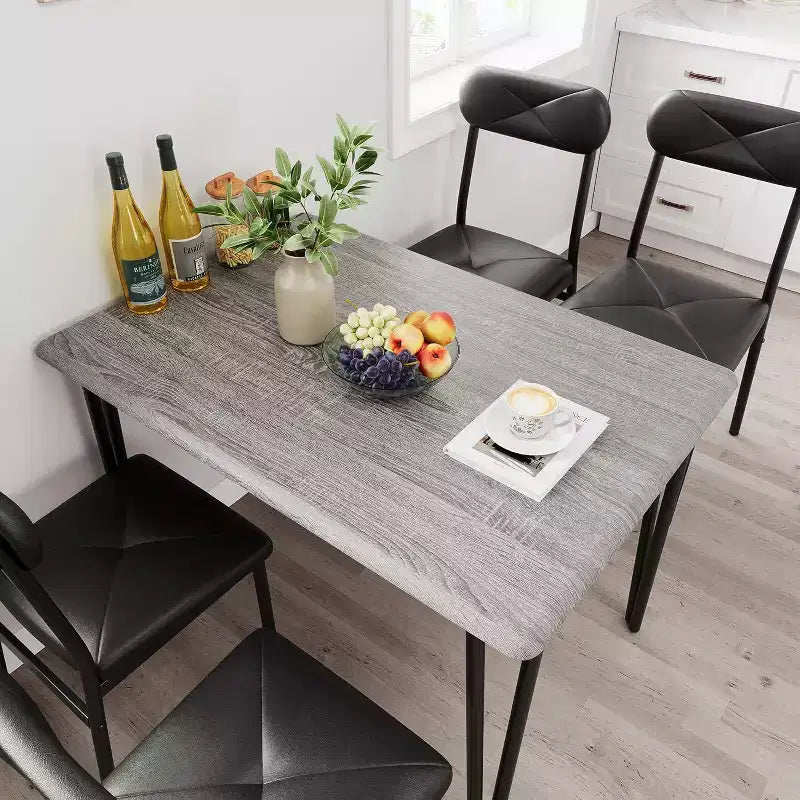 Ensemble de salle à manger 4 pièces pour petits espaces, table de cuisine avec 4 chaises rembourrées, meubles de salle à manger compacts pour appartements et maisons douillettes