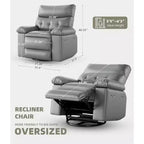 Fauteuil inclinable manuel surdimensionné Acekool, fauteuil en similicuir avec coussin épais pour salon et chambre à coucher, confort spacieux et décontracté