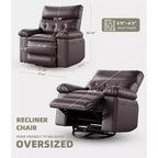 Fauteuil inclinable manuel surdimensionné Acekool, fauteuil en similicuir avec coussin épais pour salon et chambre à coucher, confort spacieux et décontracté