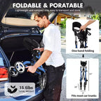 Déambulateur tout-terrain avec siège, dossier, poignées, déambulateur pour personnes âgées, 12 roues en caoutchouc, déambulateurs pliables en aluminium léger