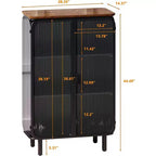 Acekool Meuble de Rangement à 3 Niveaux de 72 cm avec 2 Portes Vitrées, Organisateur de Rangement Moderne pour Entrée, Salon, Bureau, Salle à Manger, Noir+Marron