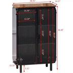 Acekool Meuble de Rangement à 3 Niveaux de 72 cm avec 2 Portes Vitrées, Organisateur de Rangement Moderne pour Entrée, Salon, Bureau, Salle à Manger, Noir+Marron