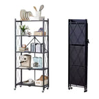 Carbon Steel Kitchen Storage Rack Set - Metal Storage Shelving Unit, Foldable, Multi-Layer, No Installation Required, Suitable for Microwave, Oven