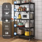Lot de casiers de cuisine en acier au carbone - Étagère de rangement métallique, pliable, multicouche, sans installation requise, convient pour micro-ondes, four
