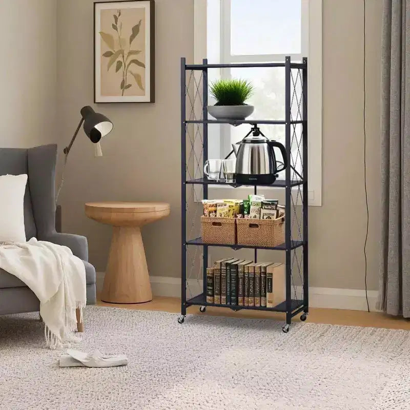 Lot de casiers de cuisine en acier au carbone - Étagère de rangement métallique, pliable, multicouche, sans installation requise, convient pour micro-ondes, four