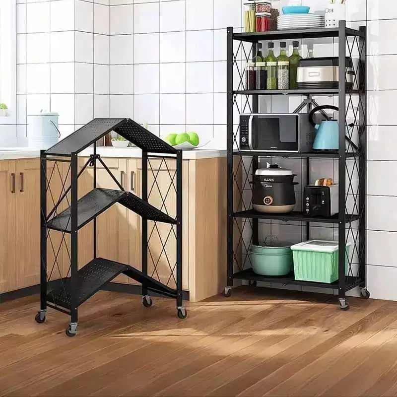 Lot de casiers de cuisine en acier au carbone - Étagère de rangement métallique, pliable, multicouche, sans installation requise, convient pour micro-ondes, four