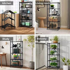 Lot de casiers de cuisine en acier au carbone - Étagère de rangement métallique, pliable, multicouche, sans installation requise, convient pour micro-ondes, four