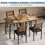 Ensemble table de salle à manger 3 pièces pour 2 personnes, table de cuisine de style campagnard et chaises rembourrées, meuble de salle à manger carré avec cadre en métal
