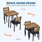 Ensemble table de salle à manger 3 pièces pour 2 personnes, table de cuisine de style campagnard et chaises rembourrées, meuble de salle à manger carré avec cadre en métal